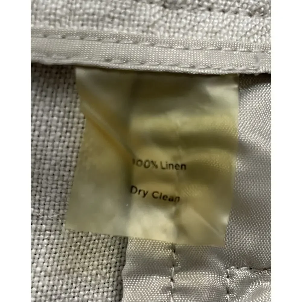 Talbots Petites 14P Pure Irish Linen Beige Cropped Wide Leg Capri Belted Pants